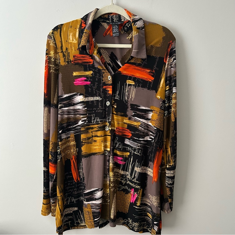 Michael Tyler art to wear button front blouse L